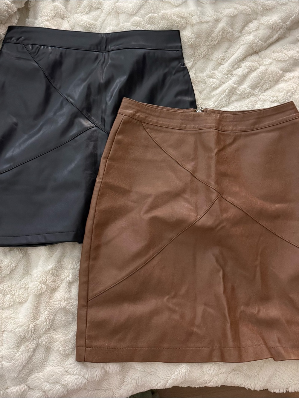 Faux Leather Mini Skirts in Black and Brown
